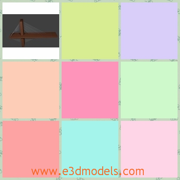 3d model the wooden shelf - This is a 3d model of the wooden shelf,which is a display and the strings are fastened with the stick.