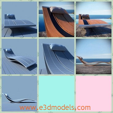 3d model the wooden sunbed - This is a 3d model of the wooden sunbed,which is common and made in high quality.The model is usually placed in the seasides.