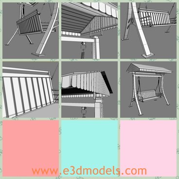 3d model the wooden swing - This is a 3d model of the wooden swing,which is made with a roof on the top.The model is made in details.