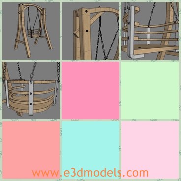 3d model the wooden swing for kids - This is a 3d model of the wooden swing for kids,which is the tool on the playground of the park and garden.