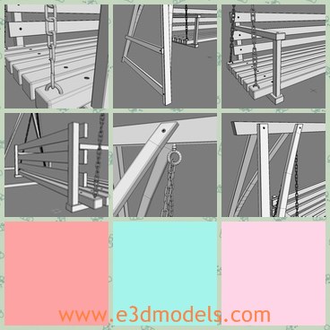 3d model the wooden swing in the yards - This is a 3d model of the wooden swing in the yard,which is common and popular for kids in life.
