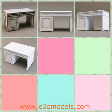 3d model the wooden table - This is a 3d model of the wooden table,which is standing at the corner of the room.The table has two drawers and one cabinet with it.