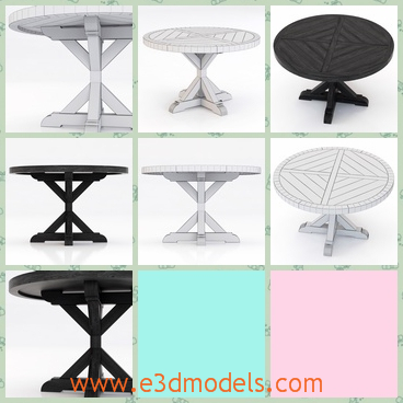 3d model the wooden table - This is a 3d model of the wooden table,which is round with the fine sculptures on the table.
