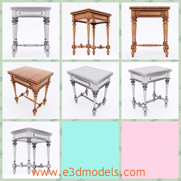 3d model the wooden table in ancient style - This is a 3d model of the wooden table in ancient style,which is the outdated style and the surface is smooth and the drawer is big enough.