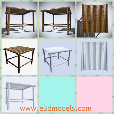 3d model the wooden table made in bamboo - This is a 3d model of the wooden table made in bamboo,which is special and popular.The model is common in countries of China.