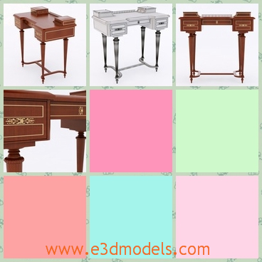 3d model the writing desk made of wood - This is a 3d model of the writing desk,which is made of wood and in the ancient style.The model is high and the legs of the table is long and stable.