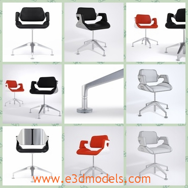3d models of conference chairs - These 3d models are about a black chair and a red chair. These chairs have a thin metal stand and thick cushions.