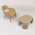3d model the chair and table made of wicker
