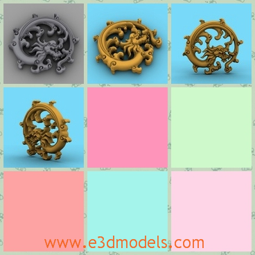 3d model a dragon in a roung shape - This is a 3d model about a dragon shaped in round,which is a specific symbol of China,especially the golden one.One of the traditonal festivals is related to dragons.