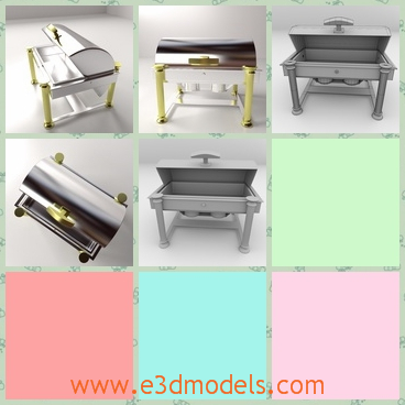 3d model of a chafing dish - This is a 3d model of a chafing dish which is made of steel. It is used in restaurant to serve food.