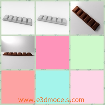 3d model of a chocolate bar - There is a 3d model which is about a chocolate bar. This chocolate bar is very long and it has brown color.
