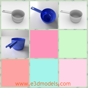 3d model of a dipper - This 3d model is about a dipper which is made of plastic.This dipper has bright blue color and a long handle.