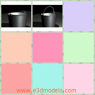 3d model of a metal bucket - This 3d model is about a big metal bucket which has black paints on the exterior while the interior is shiny and sliver.