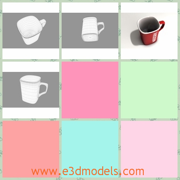 3d model of a red coffee mug - This is a 3d model of a red coffee mug which is made of ceramics and it has a shiny red exterior and a white interior.