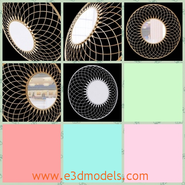 3d model of Cyan design fairplex mirror - This 3d model is about a  fairplex mirror. This is a round mirror which has a big and complex frame and in all it looks like a big flower.