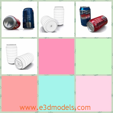 3d model of soda cans set - This 3d model is about two soda cans. One can has blue exterior while the other ons has red exterior.