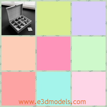 3d model of tea caddy - This 3d model is about a small tea caddy which is a cuboid tin box in which you can see many small cells and you can put tea in them.