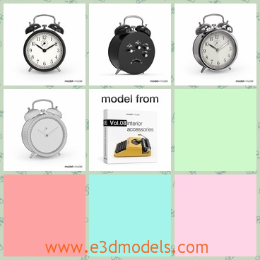 3d model the alarm clock - This is a 3d model of the alarm clock,which is the same shape with one another.The body of the clock  is one of other great models that goes together in the Vol.08 Interior accessories