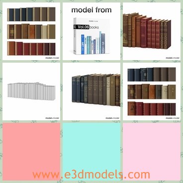 3d model the antique book - This is a 3d model of the old books.There are 21 books in the set.It has accurate grid, ready to use and perfect for any scene.