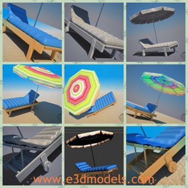 3d model the beach chair - This is a 3d model about the beach chair,which is wooden and usually presented with a big umbrella.The furniture is so comfortable in beach.