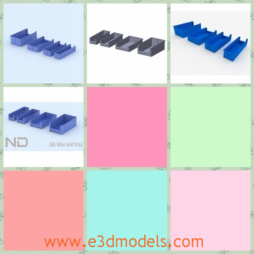 3d model the blue boxes - This is a 3d model of the blue boxes,which is made with plastic materials.The model is common in our life.