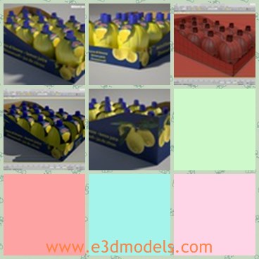 3d model the bottles for lemon juice - This is a 3d model of the bottles for lemon juice,which is orderly put in the board and waiting for delivering.