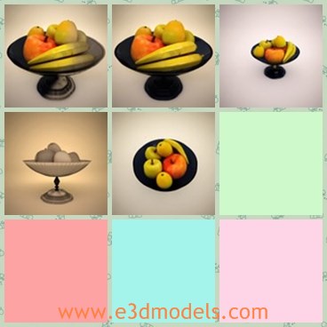 3d model the bowl with fruit - This is a 3d model of the bowl with fruit,which is realistic and created according to the real ones.