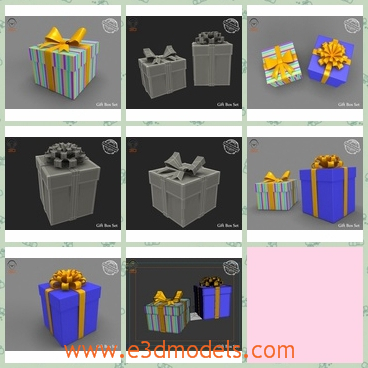 3d model the box - This is a 3d model of a present box,which is square and the cardboard is stable to use to deliver.The model has a ribbon with it.