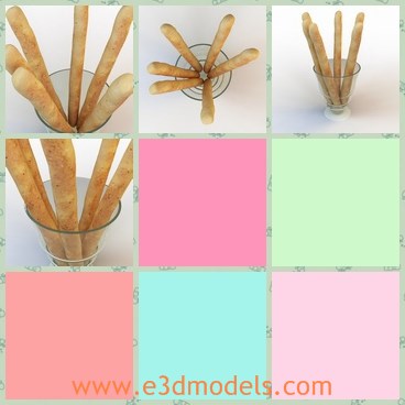 3d model the bread - This is a 3d model of the bread in stick shape,which is not common in Chinese market.The bread is usually as the snack in China.