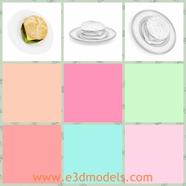 3d model the burger - This is a 3d model of the burger,which is the food popular in life.The food is presented on plate.