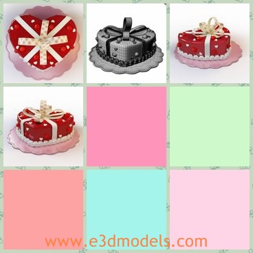 3d model the cake - This is a 3d model of the cake,which is made in the heart shape.The cake is the common dessert in the life,which is also popular in the Valentine's Day.
