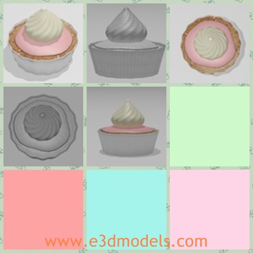 3d model the cake with cream - This is a 3d model of the cake with cream,which is the common dessert in our life.