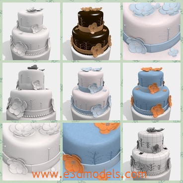 3d model the cake with decorations - This is a 3d model of the cake with decoration,which is big and pretty.The cake is yummy and made in the fine shape.The cake was made in the real base.