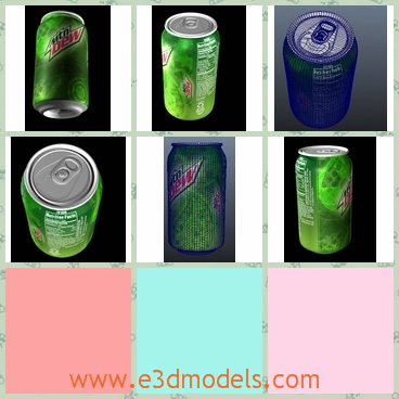 3d model the can of soft drink - This is a 3d model of the soda can and other soft drinks,which is made of aluminum materials.