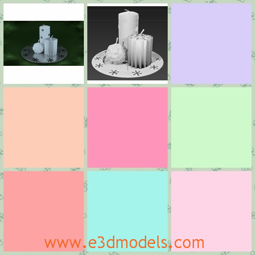 3d model the candles on the plate - This is a 3d model of the candles on the plate,which is presented by different shapes and the shapes are different from the common ones.