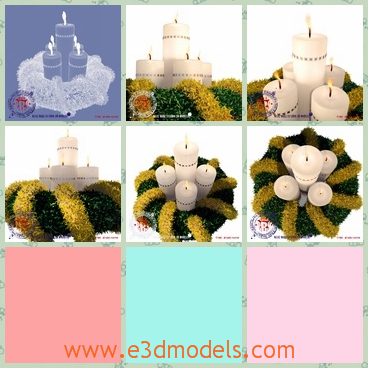 3d model the candles on the table - This is a3d model of the candles on the table,which is big and pretty.The candles are presented with flowers on the Christmas.