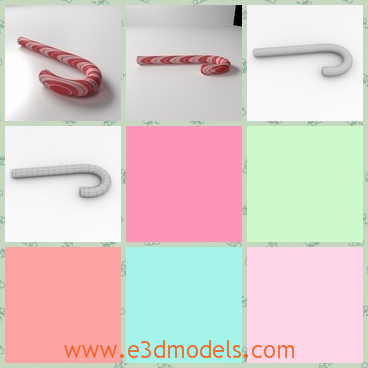 3d model the cane – the handle - This is a 3d model of the candy cane,which likes the handel of an umbrella.The candy is provided at the Christmas.