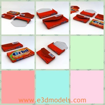 3d model the chewing gum in red - This is a 3d model of the chewing gum in red,which is small and can be put in the pocket.The gum in named as the Orbit.