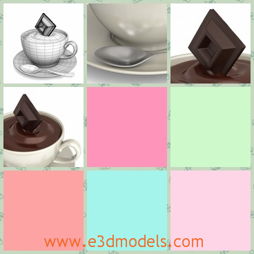 3d model the chocolate in the cup - This is a 3d model of the chocolate in the cup,which is hot and detailed.The drink is popular in our life.