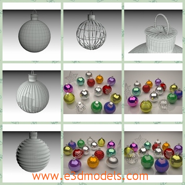 3d model the christmas ornaments in the room - This is a 3d model of the Christmas ornaments in the room,which are colorful and pretty.The round glass balla lying on the ground like the colorful candies.