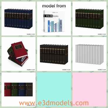 3d model the classic books - This is a 3d model of the classic books,which are the encyclopedias of many fields.The model contains four different colors:red,green,blue and black.