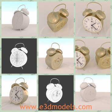 3d model the clock in gold - This is a 3d model of the clock in gold,which is classic and made with fine appearance.The bell on the clock is very strong and sharp.