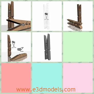 3d model the clothespin - This is a 3d model of the clothespin,which is the wooden products and the model is common in our life.