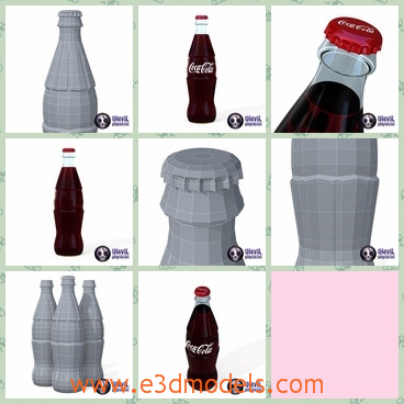 3d model the Coca Cola and the bottle - This is a 3d model of the Coca Cola and the bottle of it,which is red and printed the mark of the beverage.