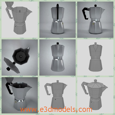 3d model the coffeemaker - This is a 3d model of the coffeemaker,which is big and made of metal materials.The model is convenient for coffee making in the office.