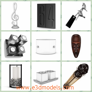 3d model the collection of the gadgets - This is a 3d model of the collection of tht gadgets,which includes mask,vase,statue and sound equipment.