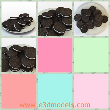 3d model the cookies - This is a 3d model of the cookies,which is black and yummy.Th cookies are the common dessert in our daily life.