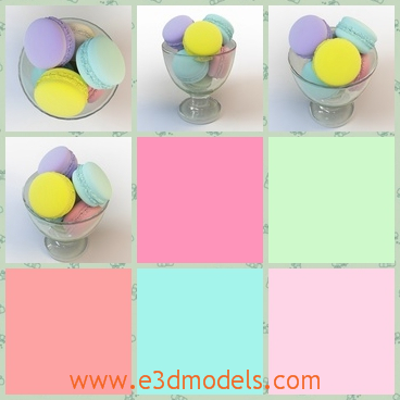 3d model the cookies in the cup - This is a 3d model of the cookies in the cup,which is presented in different colors and the dessert is yummy to kids.