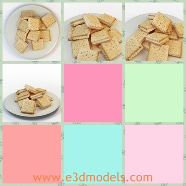3d model the cookies on the plate - This is a 3d model of the cookies on the plate,which is the snack in our life.The model is made in square shape and very popular for kids.