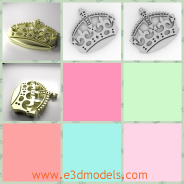 3d model the crown emblem of the king - This is a 3d model of th crown emblem of the king of the queen,which is made in silver and gold.The symbol is the logo of the royal family.